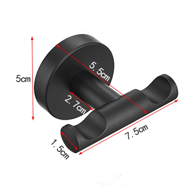 Матовые черные двойные крючки для полотенец Leyden с круглым основанием из
