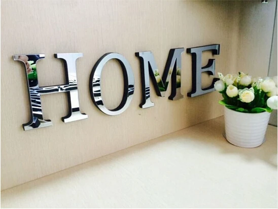 HOME Tofok DIY наклейки на стену с зеркальной поверхностью, акриловые украшения для дома, креативные буквы, декор для спальни, офиса, настенные наклейки для гостиной - Цвет: HOME