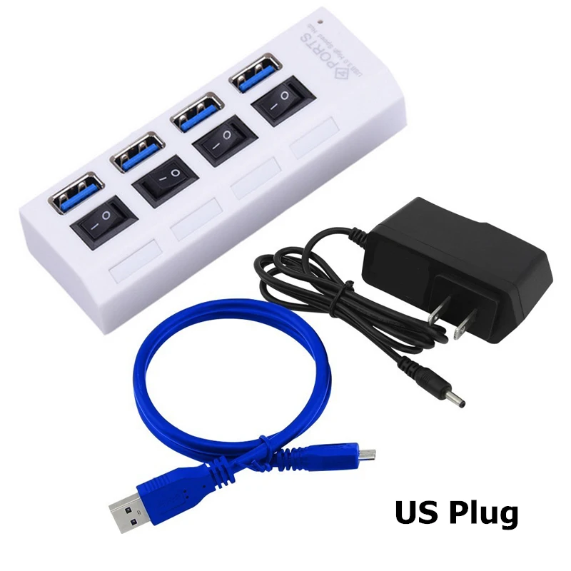 Usb-концентратор с несколькими портами 3,0 4 порта USB 3,0 концентратор разделители USB с адаптером питания переключатель 3 Hab для ПК macbook pro компьютерные аксессуары