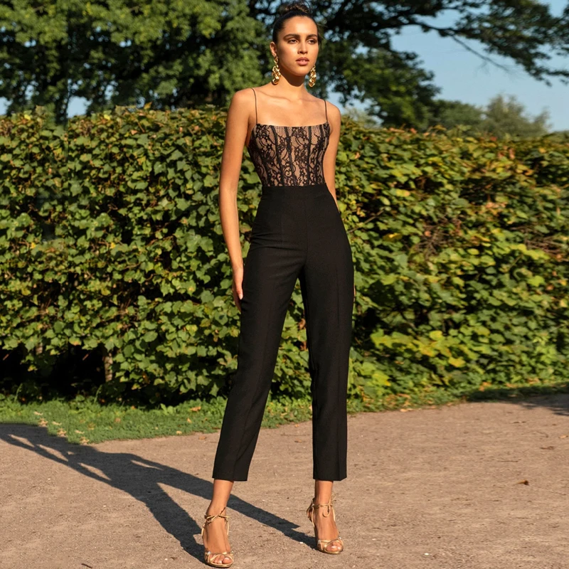 INDRESSME Vestidos Элегантный Для женщин пикантные с квадратным вырезом без рукавов на спинки Кружева вечерние летние ботильоны Длина комбинезон Лидер продаж