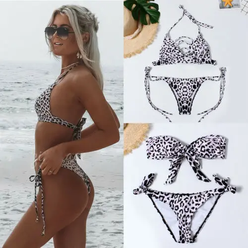 Fashion Leopard Bikini Set Push-up Bra Swimsuit Sexy Swimwear Triangle Beachwear Swimming Costume 2019 Summer New Women | Спорт и
