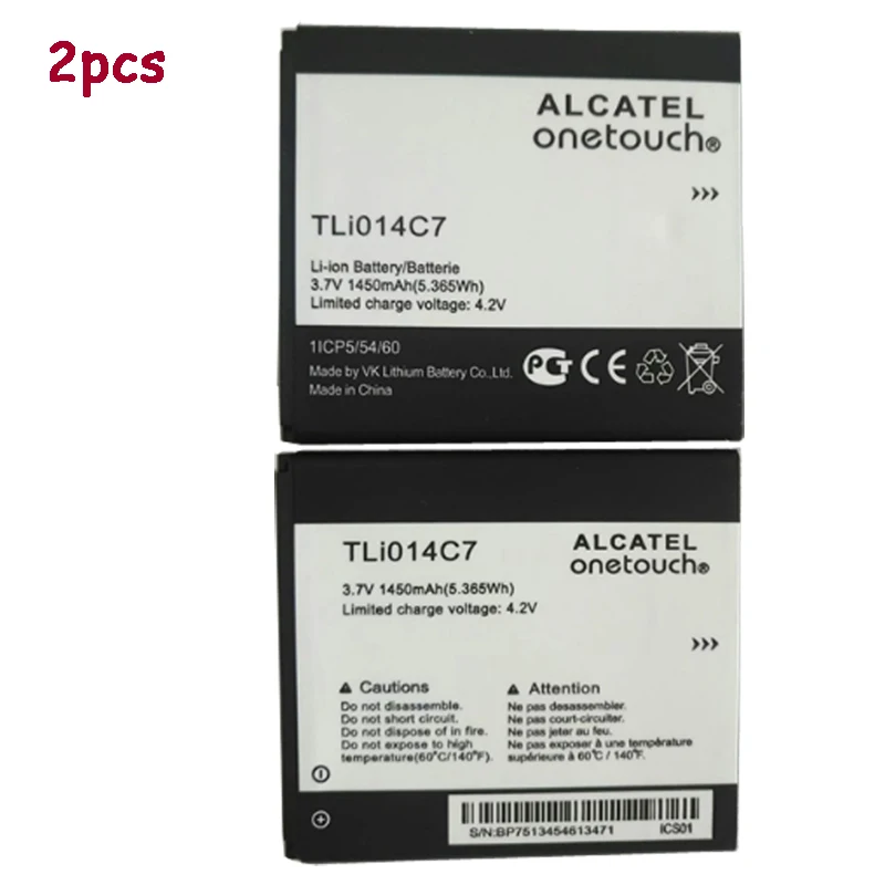 2 шт. TLi014C7 батарея для Alcatel OneTouch Pixi First 4024D 4024X4 0 &quotмобильный телефон 3 7 в 1450 мАч