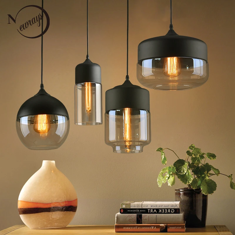 Nordic Moderne loft hängen Glas Anhänger Lampe Leuchten E27 E26 LED Anhänger lichter für Küche Restaurant Bar wohnzimmer schlafzimmer
