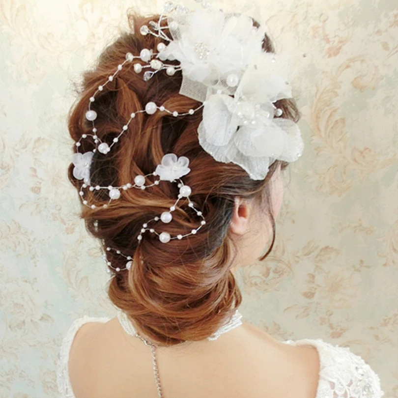2018 New Bridal Wedding Hair Jewelry Three Colors Bride Jewellery for Women Simulated Pearl Romantic Hairwear Accessories | Украшения и