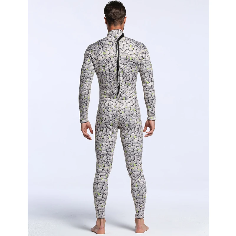 Мужской длинный костюм для дайвинга толстый Камуфляжный с молнией сзади 3 мм