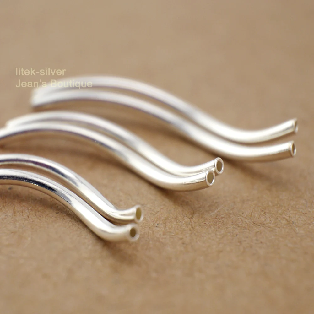 2 шт. S92 цельный браслет из стерлингового серебра SIL Twist Curve Tube Spacer Beads Jewelry A2490 |