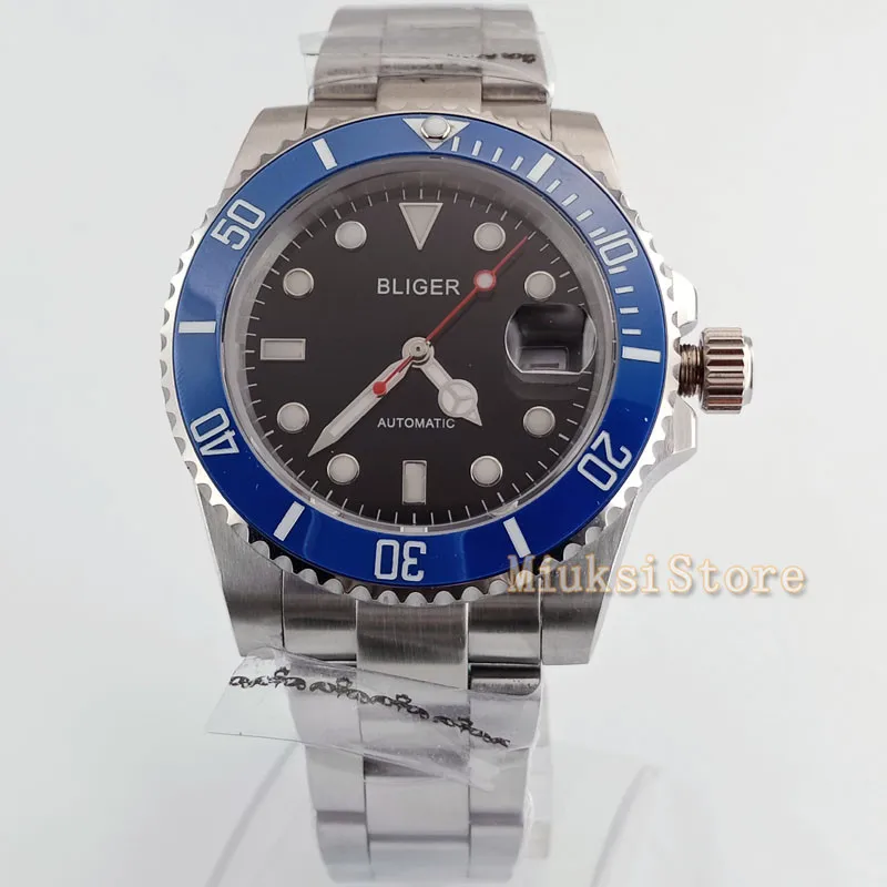 Светящийся автоматический мужской браслет 40 мм механический из нержавеющей