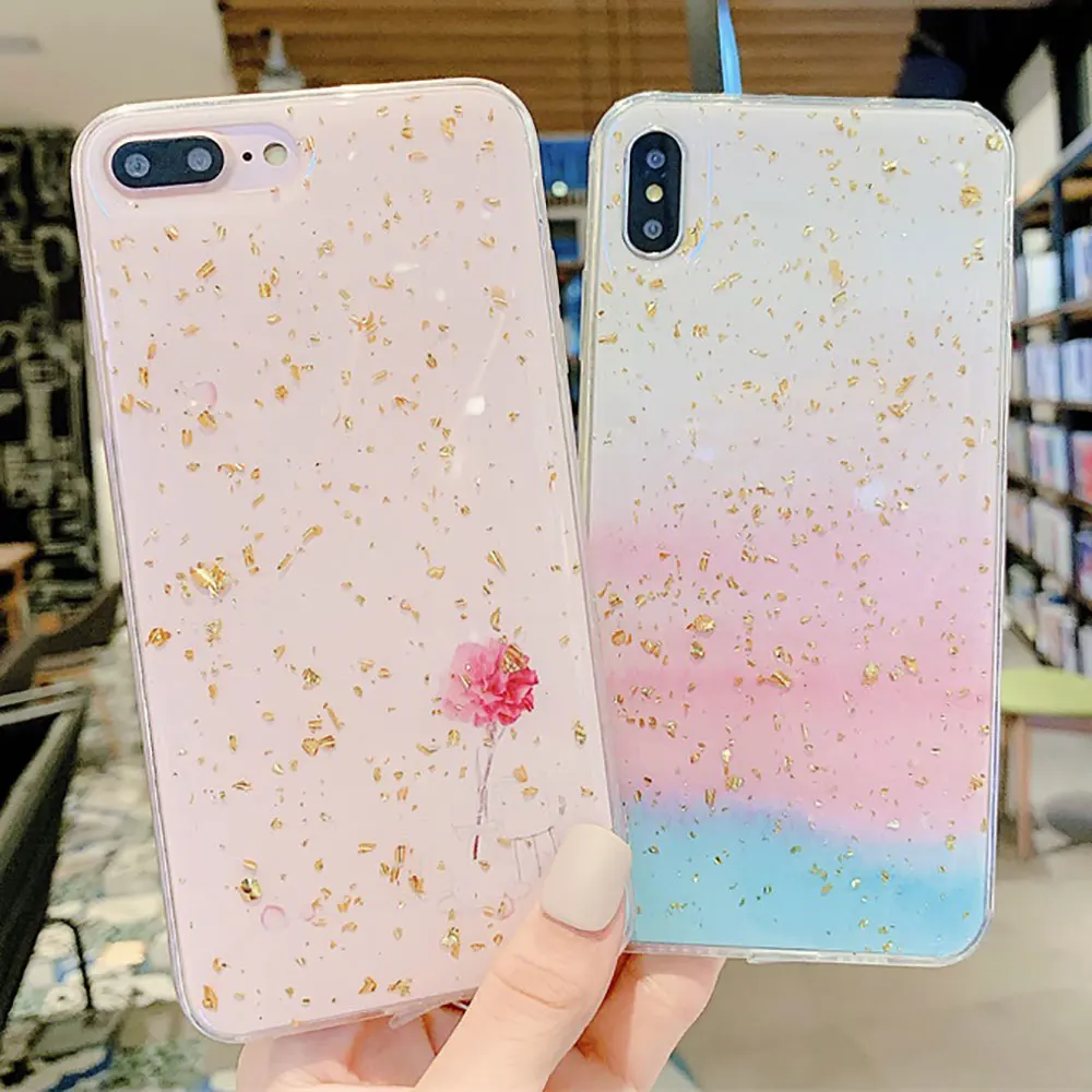 KISSCASE роскошный блестящий чехол с золотой фольгой для IPhone X XS Max XR мягкий из ТПУ