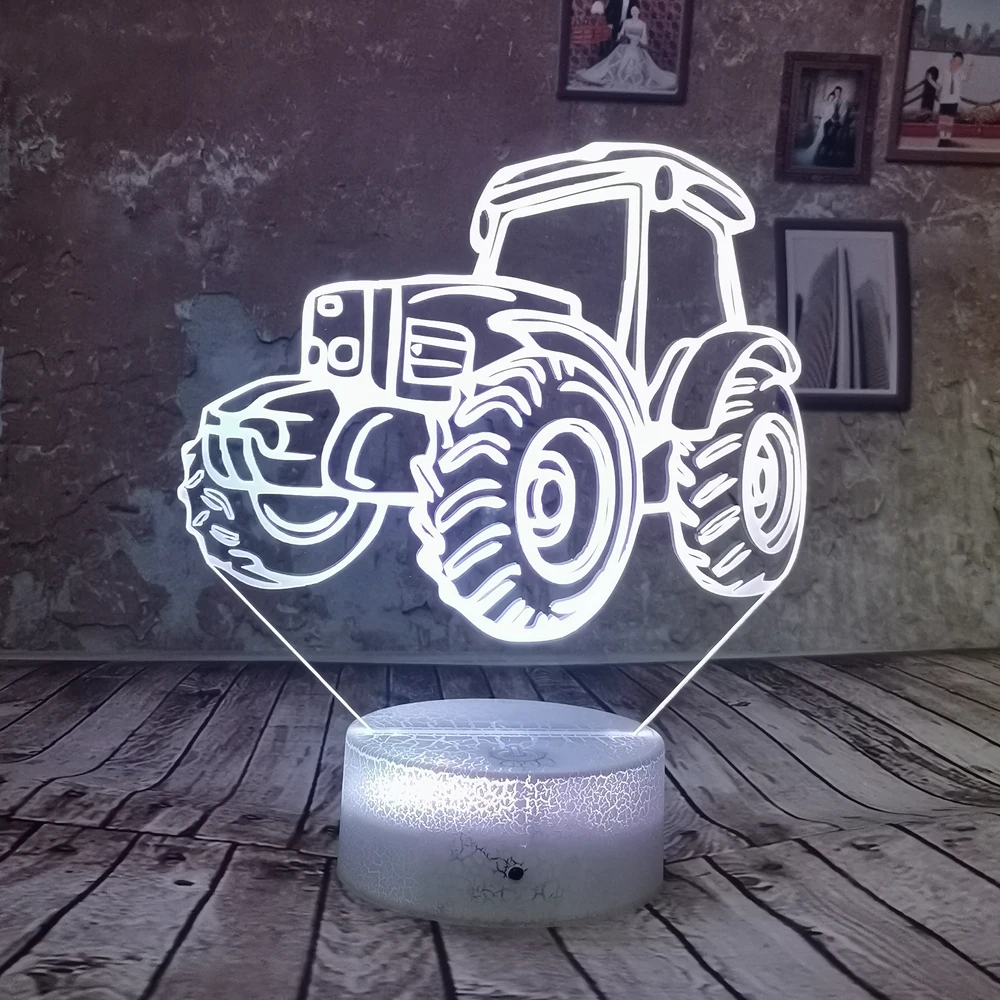 Drop Shipping Cute Cartoon Car 7 Colors RGB LED 3D Night Light Change USB Xmas Birthday Gifts Table Desk Lamp For Baby Kids | Лампы и