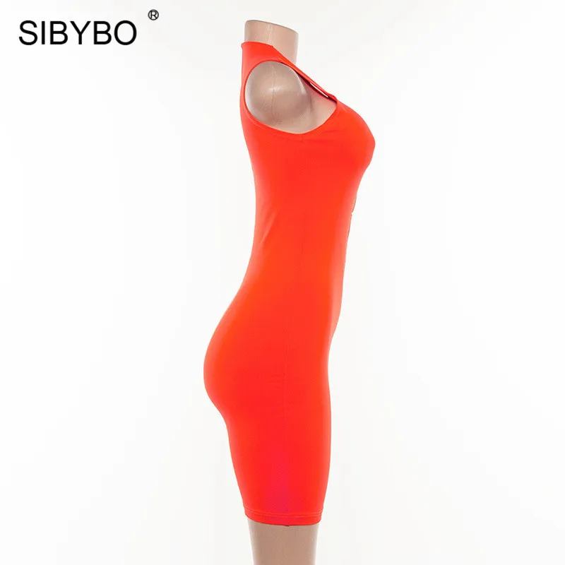 Женский комбинезон с замком Sibybo, костюм без рукавов, в обтяжку с V образным вырезом, пляжный и для повседневного ношения