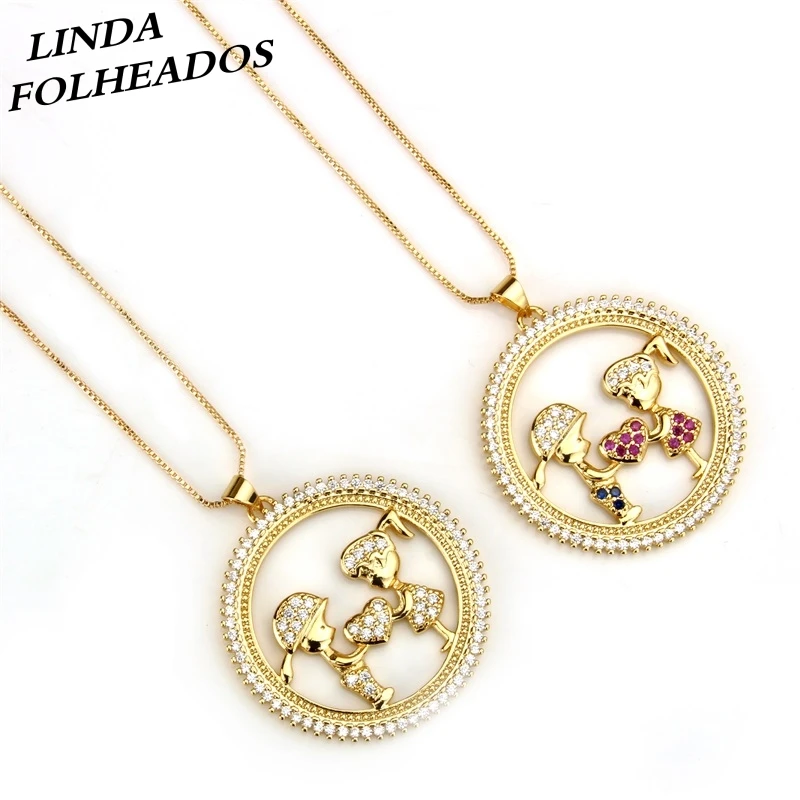 Ожерелье с кулоном из циркония для мальчиков и девочек уникальное круглое