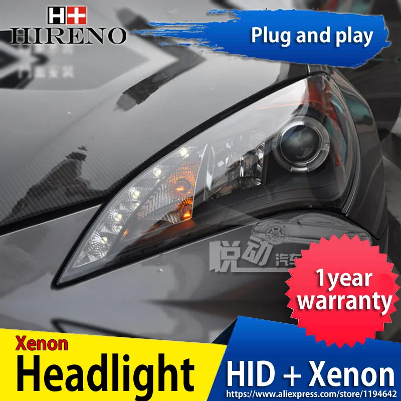 2 шт. фары Hireno для Hyundai Genesis coupe 2009 2011 гг.|led drl|headlight assemblyhid xenon |