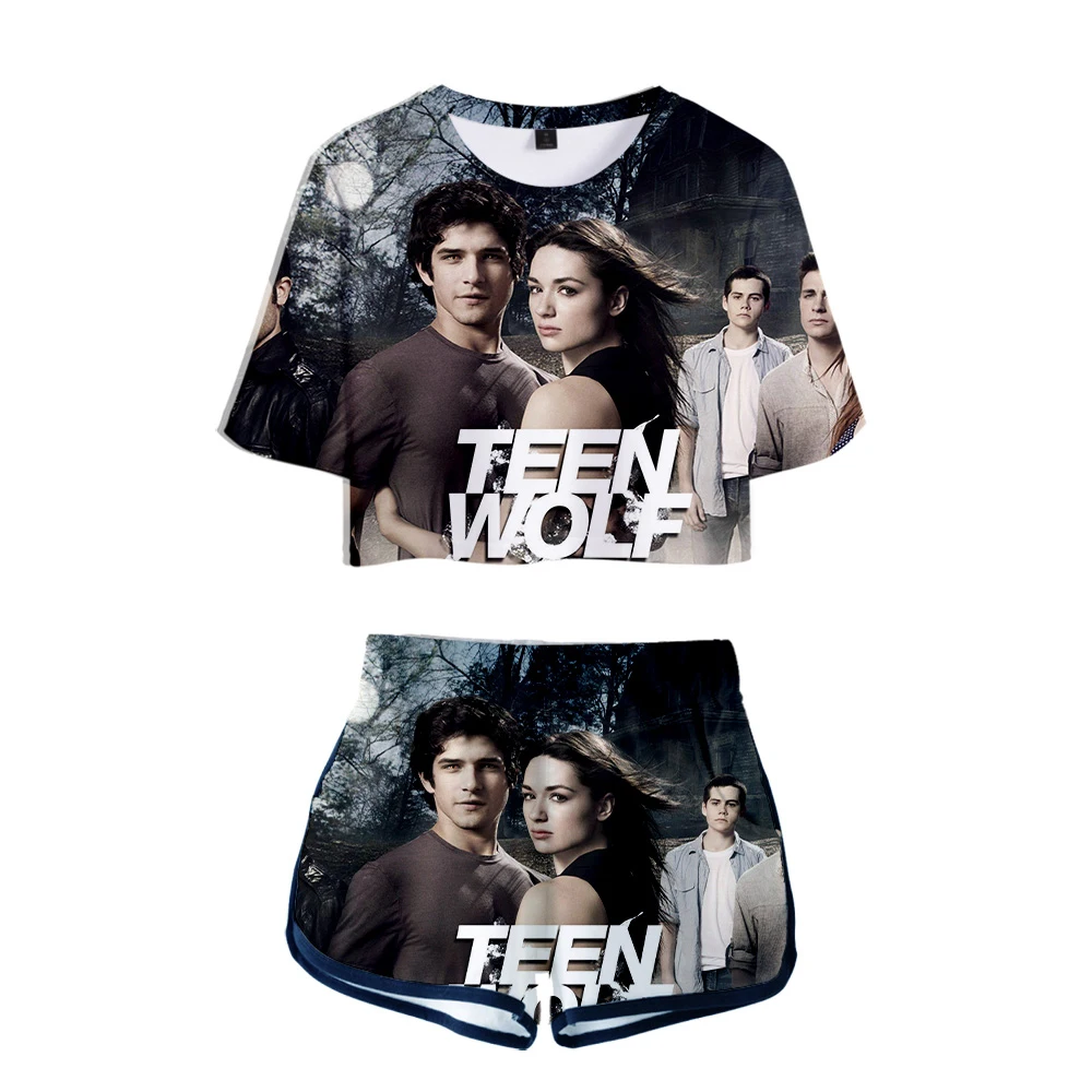 3D модный принт известный ТВ серии прочный Чехол Teen Wolf высокое качество Двойка комплект Для женщин моды девушка футболки Harajuku Шорты одежда