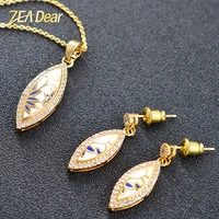 zea dear jewelry classic wedding enamel jewelry sets for women earrings necklace pendant zircon water drop jewelry sets findings