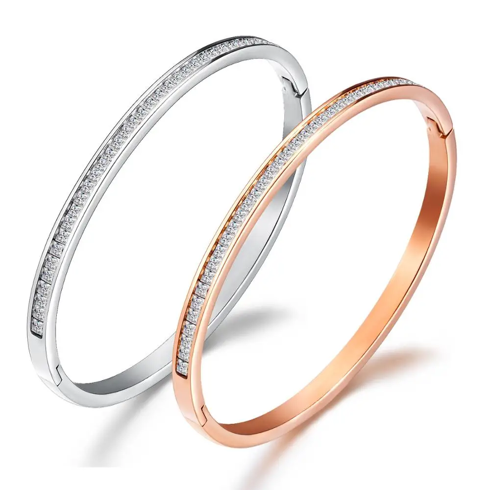 Brand European Korean version fashion inlaid rose gold wrap bracelet classic noble tif titanium steel women | Украшения и