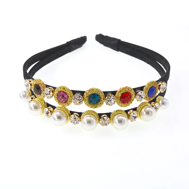 Модный легкий горный хрусталь хрустальный обруч шелковая инкрустация жемчужный