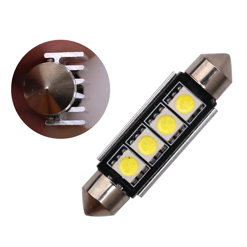 

1x Festoon 31MM 36MM 39MM 41MM 4 LED 5050 SMD CANBUS Festoon Dome Light for Car Interior Festoon Dome Map Light Bulb Lamp White