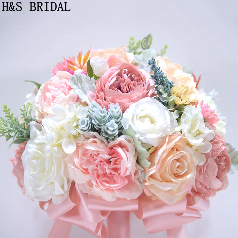 H& S свадебный розовый букет невесты фиолетовый букет De Mariage искусственные винтажные свадебные букеты для невест