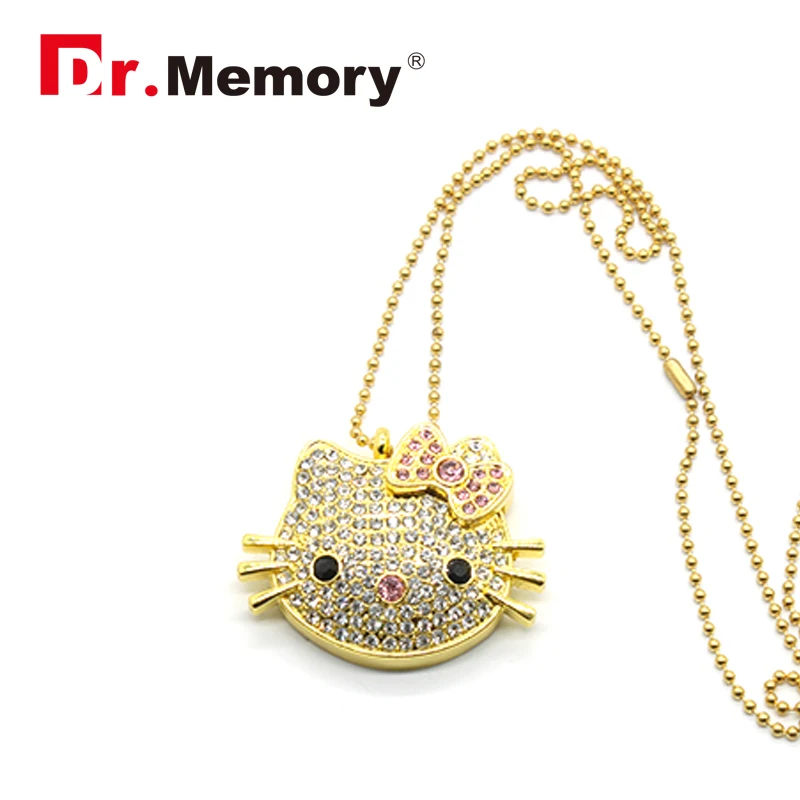 Hello Kitty Ювелирные Изделия Кристалл 64 ГБ Флешки Мультфильм USB Flash Drive 4 8 16 32 stick молния