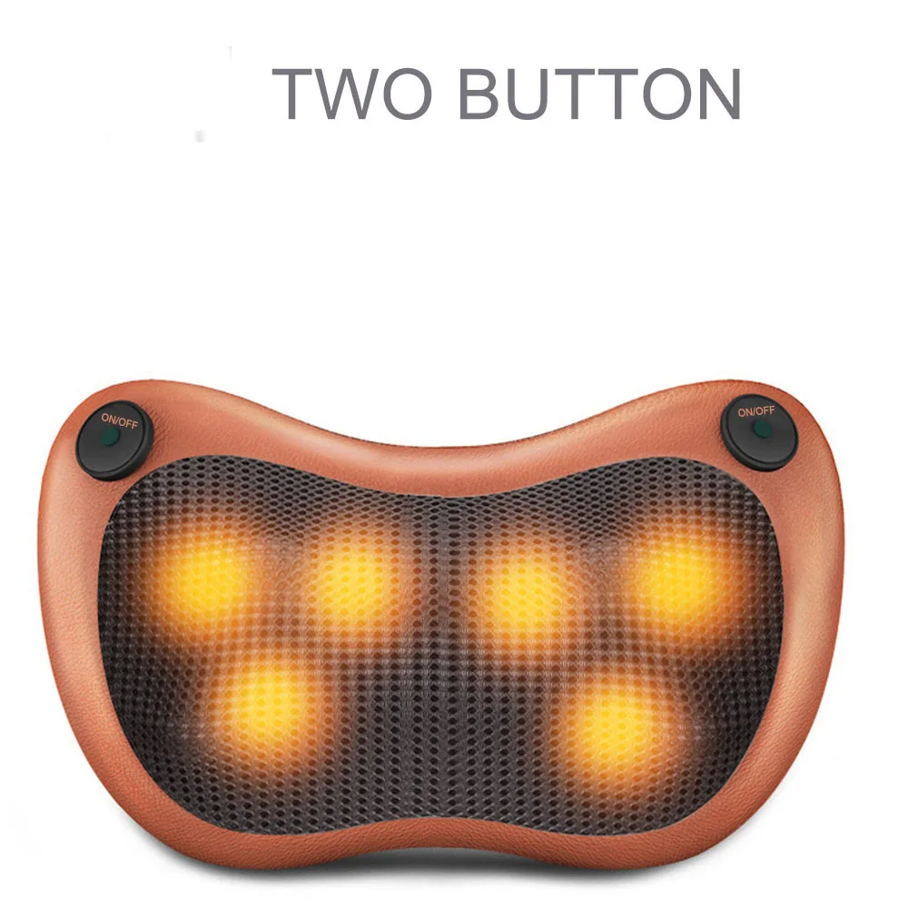 brown 6head 2button 8/6/4 головки подушка для массажа шиацу дома автомобильный массажер для спины подушки талии средства ухода за кожей шеи шейки Электрический шиацу массажер - Цвет: brown 6head 2button