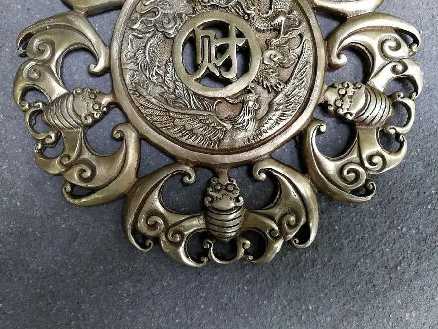 Винтажная круглая дверная стена подвесной экран удачи фэншуй дракон Феникс