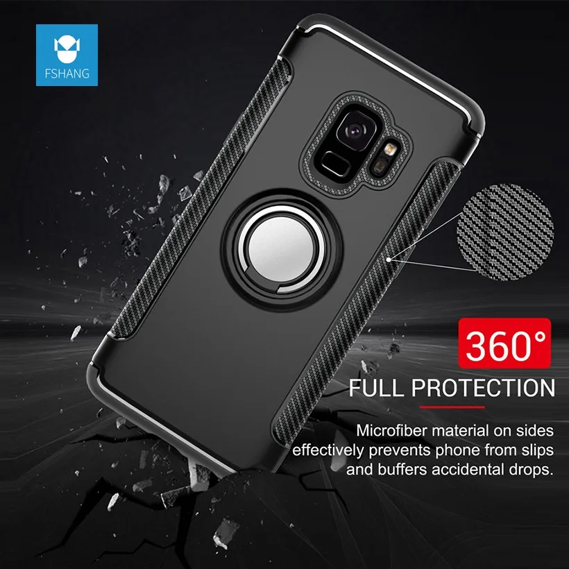 Fshang для Samsung Galaxy S9 плюс Роскошные противоударный металлический корпус 360 палец