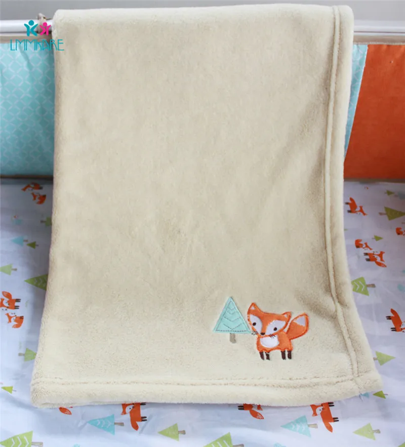 Blanket Комплект постельного белья для новорожденных, с вышитой лисой из мультфильма, для младенцев, простыня, одеяло, юбка, хлопок, детская кровать, бамперы, унисекс - Цвет: Blanket