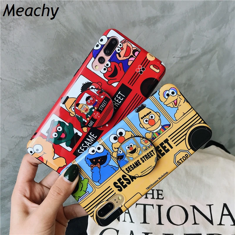 Милый чехол для телефона Meachy Sesame Street Huawei P20 Pro Honor 9 honor 10 с подставкой задняя крышка