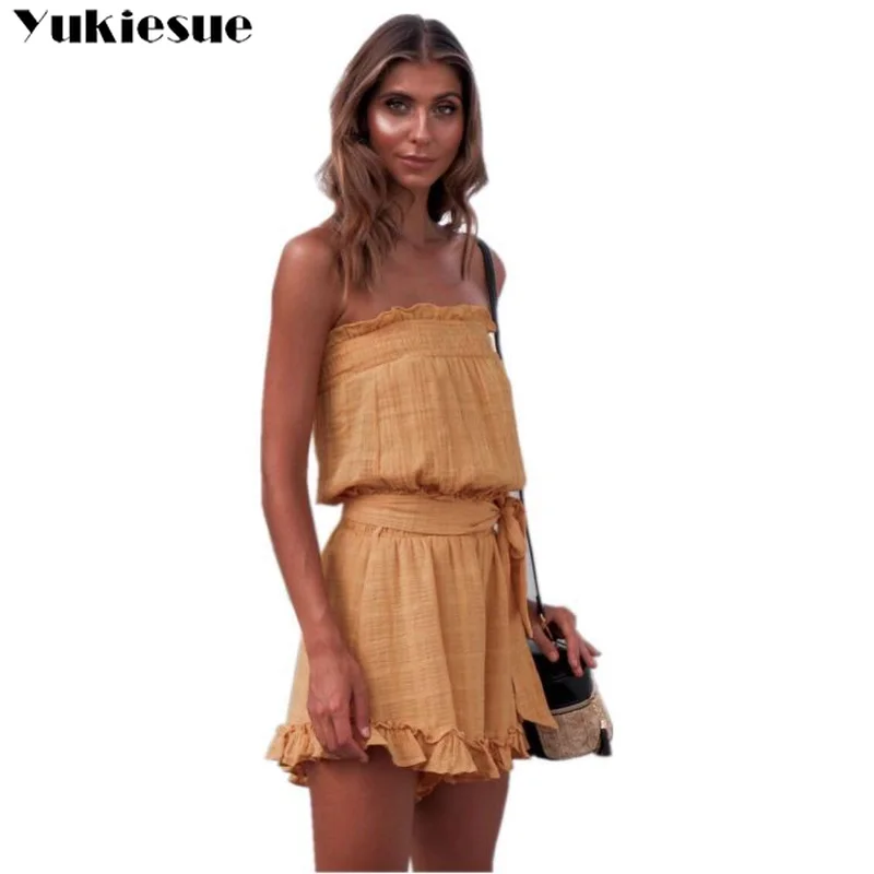 Женский комбинезон с открытыми плечами Летний женский сексуальный элегантный |