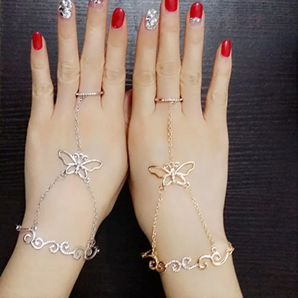 

Gold Crystal Butterfly Bracelet for Women Wrist Chain Jewelry Fashion Hand Back Chain Bangles Female Arm Link Ornaments