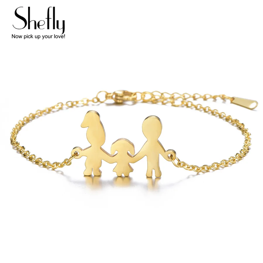 

Stainless Steel bracelets & bangles For Women Mom Dad Girl Charm Bracelet Gift Fashion Jewelry Gold Link Chain pulseira feminina
