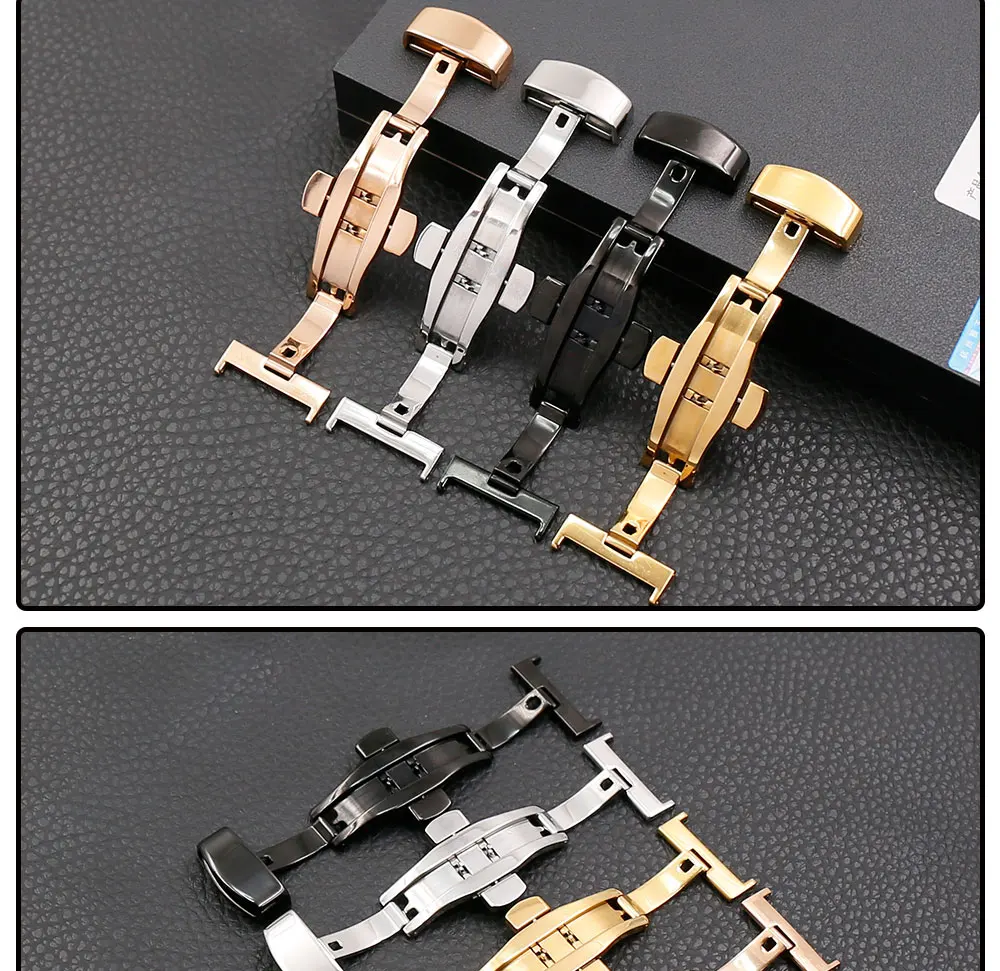 Watch accessories double press butterfly buckle metal buckle strap stainless steel buckle for Tissot beauty Seiko watch buckle