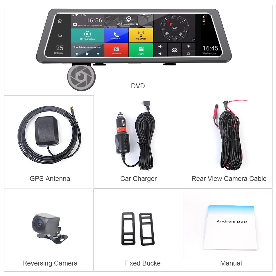 AZGIANT Car DVR видеорегистратор 10 &quotПолный сенсорный экран 4G WiFi Android GPS навигаторы FHD