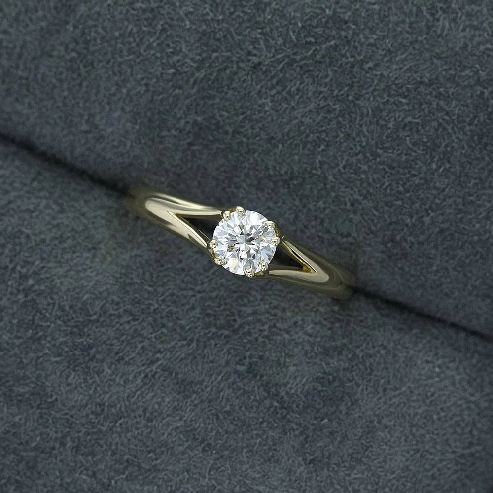 0.4ct 4 5 мм круглый разрезанный Муассанит кольцо 14 K массивная желтая золотая