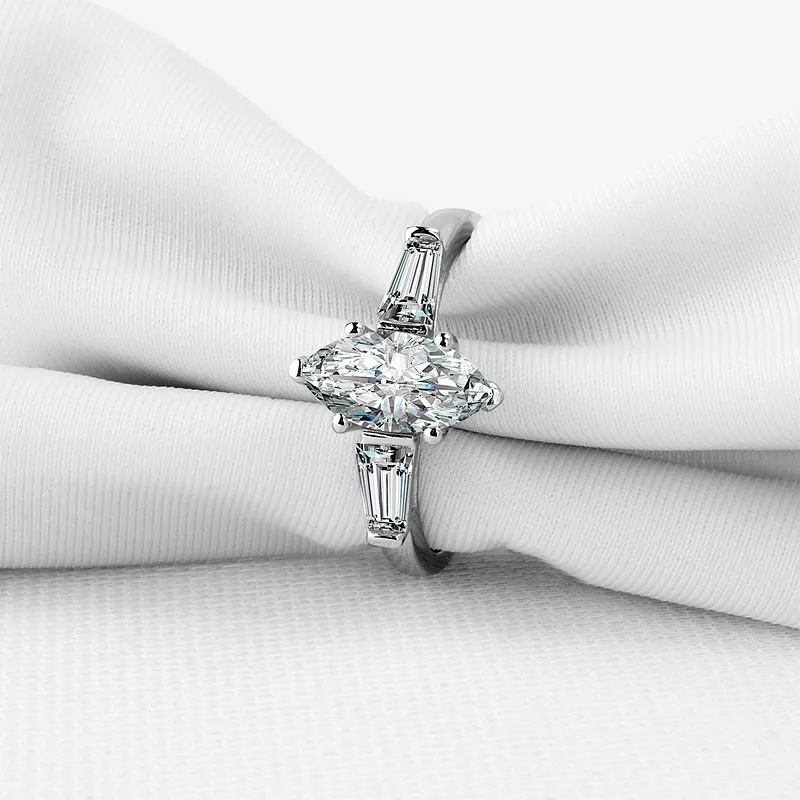 COLORFISH Модные кольца для свадебное кольцо для женщин центр 1,25 ct Маркиза стерлингового серебра 925 три камня кольцо на головщину