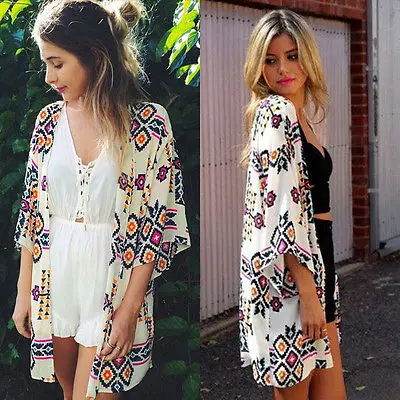 Женское шифоновое пляжное бикини Пляжная накидка кафтан летняя блузка новинка