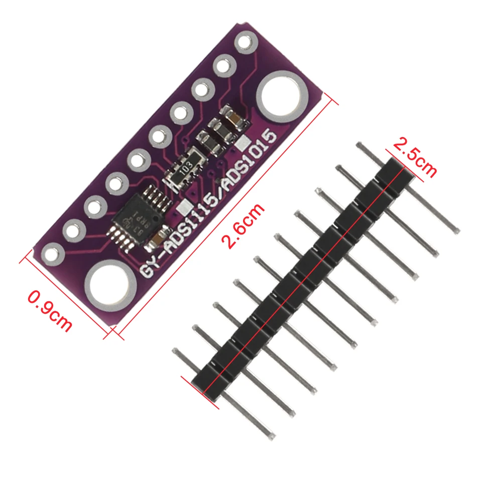 Aolin Новый 16 бит I2C 4 CH ADS1115 / ADS1015 модуль макетная плата ADC фиолетовый для