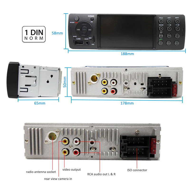 4 дюйма Зеркальное соединение Автомагнитола 1 Din Bluetooth Авторадио MP5 Видеоплеер MP3 USB TF Aux Remotes Головное устройство PHYEE 4202A