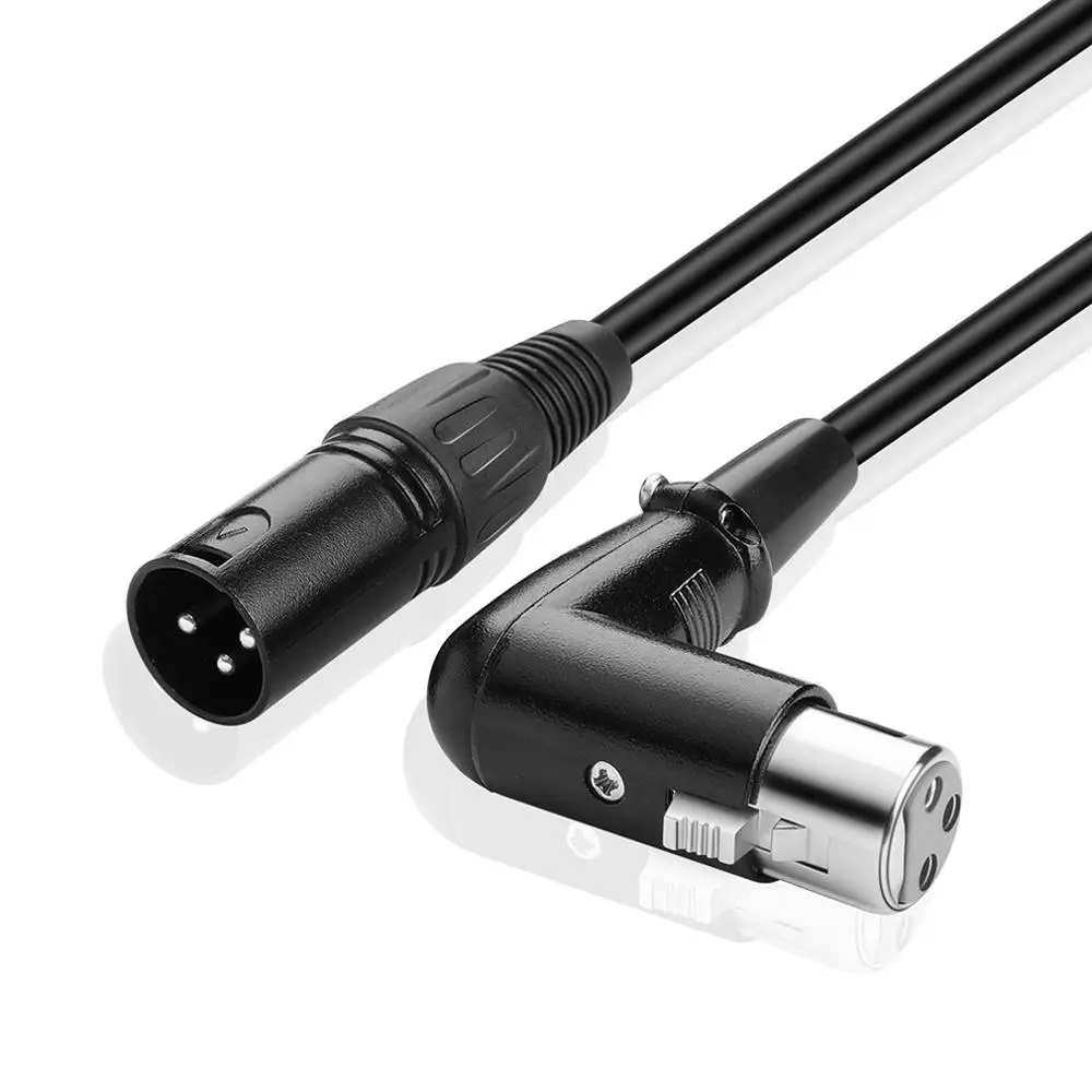 3ft 6ft Microphone Head Right Angle XLR 3-pin Female to Male Extension Mic Cable Black Color Durable 1M/2M |