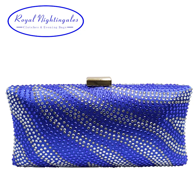 Вечерние сумки и клатчи с кристаллами Королевского синего цвета Стразы для