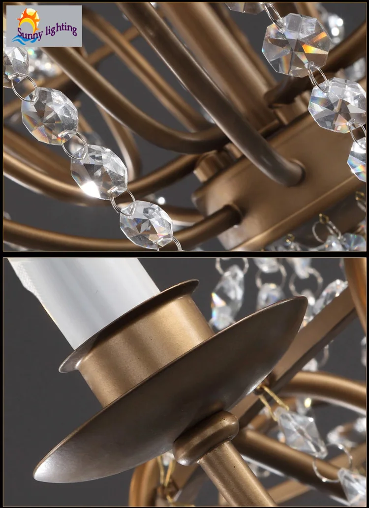 Деревенская столовая люстра Хрустальная подвеска приспособление shopcase industral