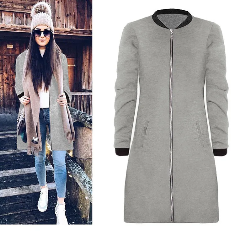 Черное теплое зимнее пальто женское длинное с круглым вырезом повседневное