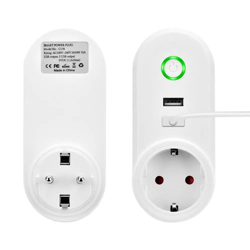 WiFi Smart Plug With Dual USB Ports Timing Socket Voice Control Wireless Time Switch For Amazon Alexa Echo Dot Google Home | Обустройство
