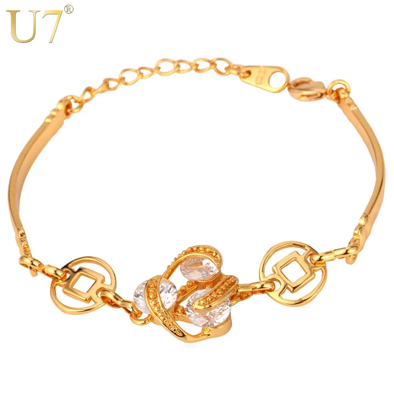 U7 Циркон Браслет Для Женщин Подарок Позолоченные Ювелирные Изделия Цепи С
