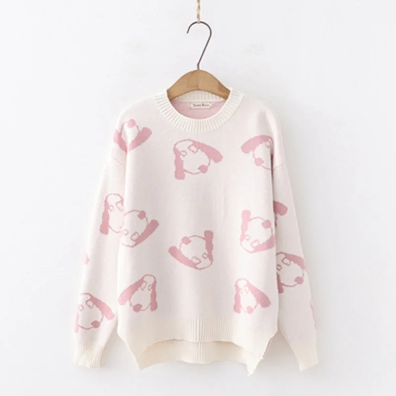 WYNNE GADIS Winter Vintage Thick Loose Jacquard Sweater Long Sleeve O-Neck Collar Knitted Pullovers for Women's Clothing | Женская