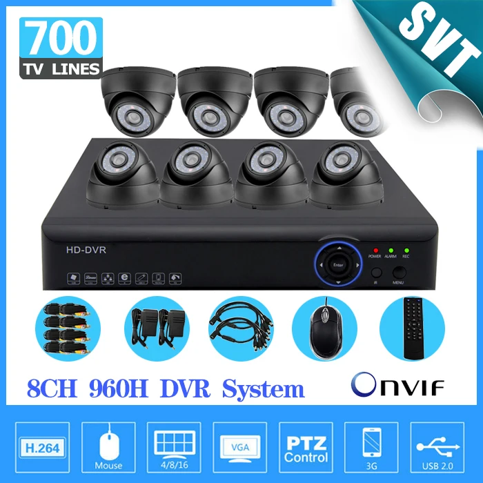 700TVL HD дома Системы Скрытого видеонаблюдения 8ch полный 960 H h.264 3 г DVR комплект