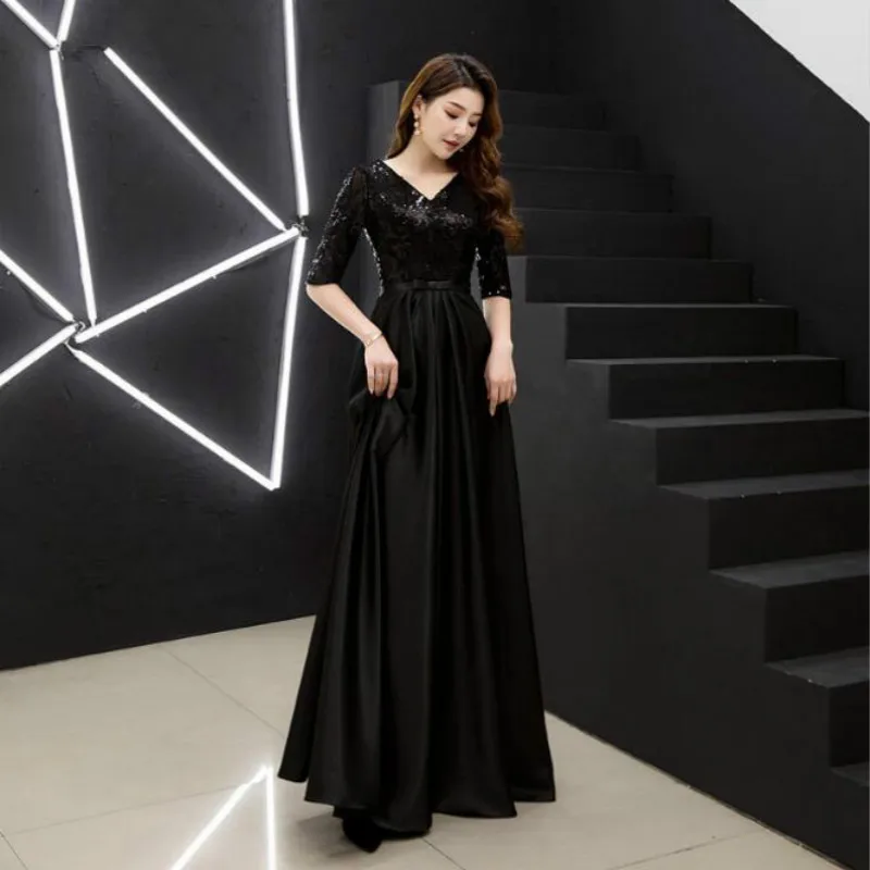 Женское платье-трапеция с V-образным вырезом и блестками | Свадьбы торжества