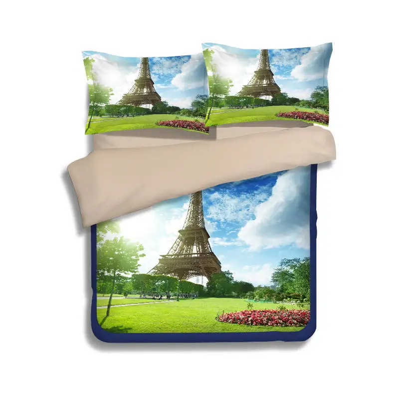 3 шт. Комплект постельного белья с рисунком Эйфелевой башни|bed linen|girls bed linenking size quilt