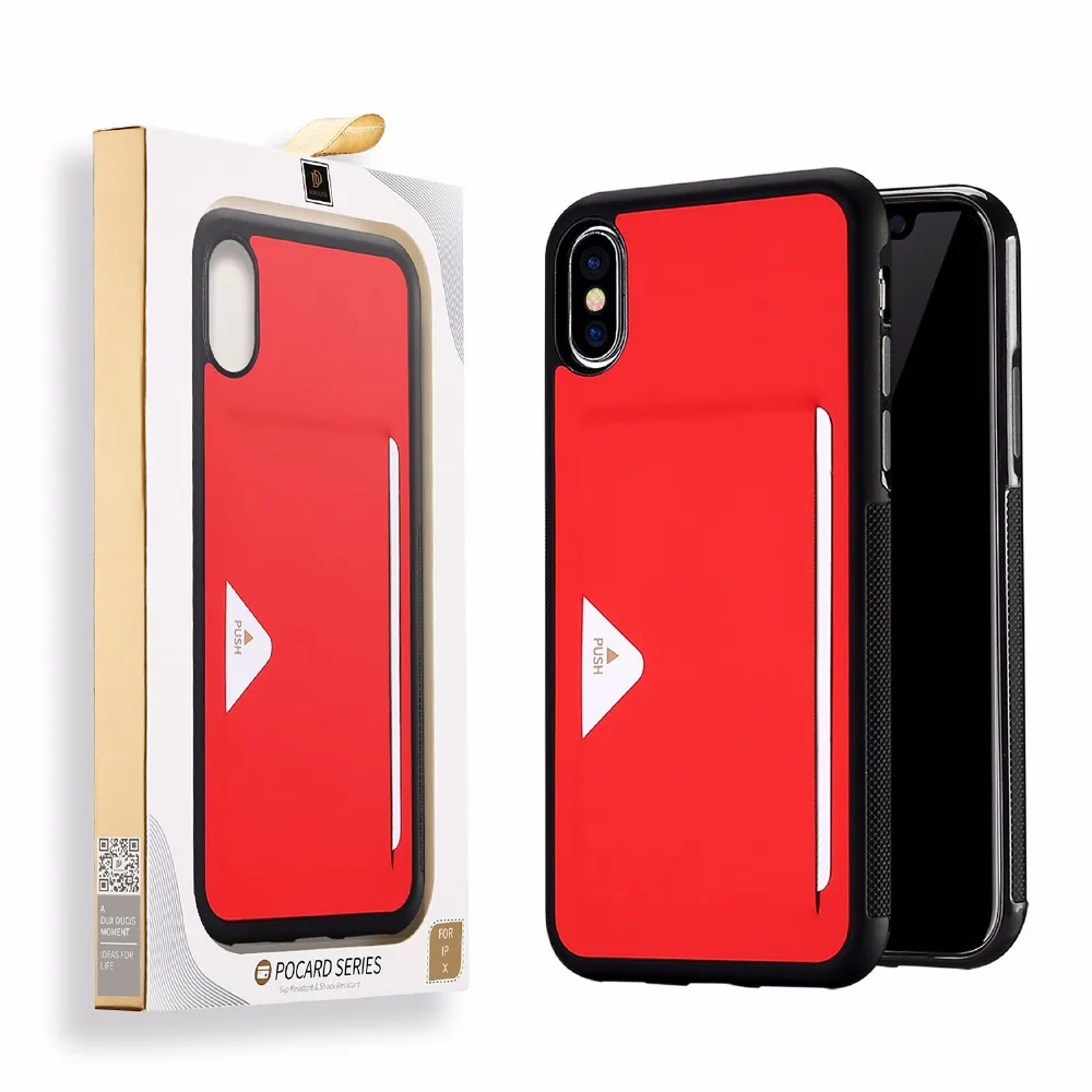 DUX DUCIS красивый красный роскошный кожаный наполовину завернутый чехол для iPhone X Простой деловой откидной Чехол для телефона