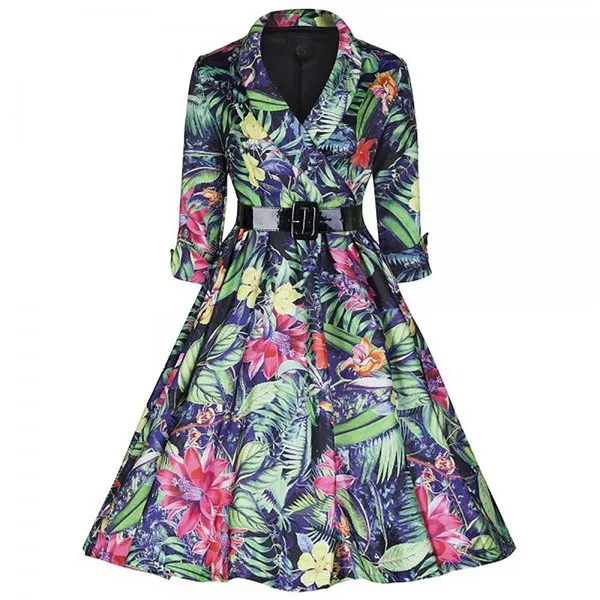 S-XXL Одри Хепберн Vestito далле Donne Ретро Винтаж 1950 s 60 рокабилли floreale качели vestiti fiocco-